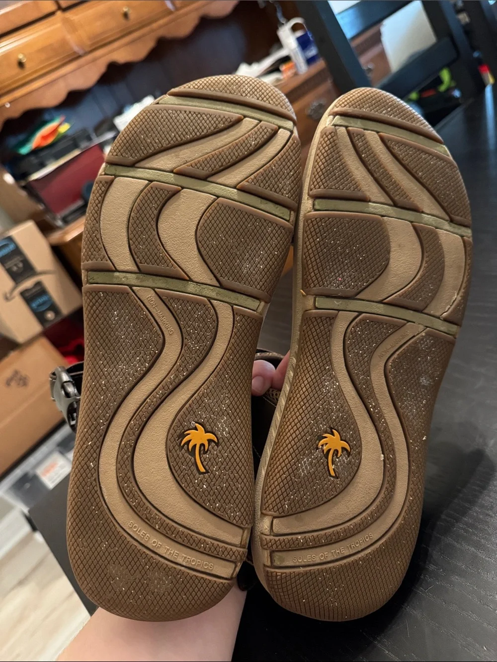 SIZE 12 Margaritaville Brown Tan Mens Adjustable Strap Sandals